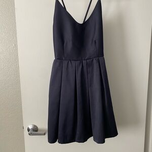 Navy Blue Crossback Strap Round Dip Dress